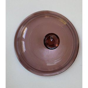 Pyrex V1C Vision Ware CRANBERRY RIBBED Glass Replacement Lid  6 3/8"
